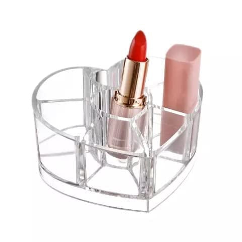 Transparent Acrylic Heart Shaped Cosmetic Organizer