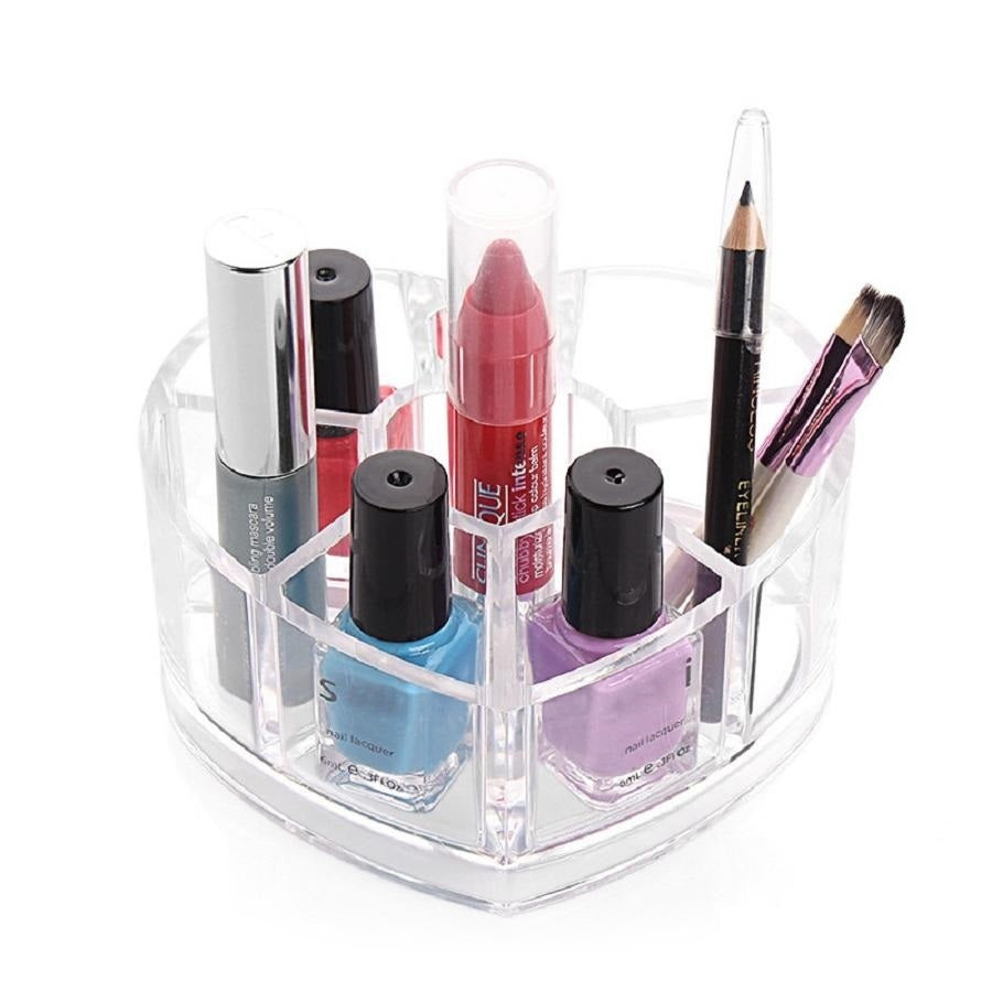 Transparent Acrylic Heart Shaped Cosmetic Organizer