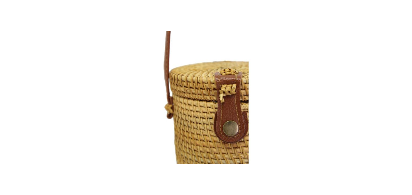 Blackcherry Straw Bucket Cross Body Bag &#8211; Brown