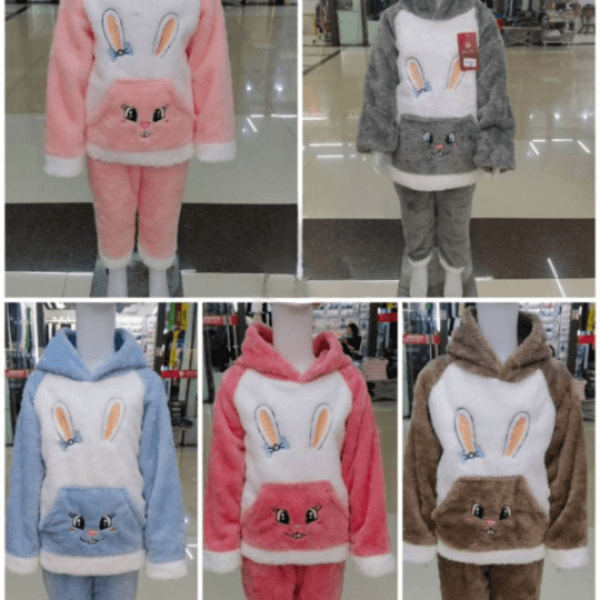 Fleece Bunny Hoodie Pyjama Set