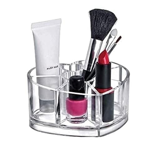 Transparent Acrylic Heart Shaped Cosmetic Organizer