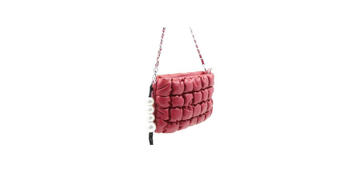 Blackcherry Padded Quilt Dual Cross Body/Clutch Bag &#8211; Red
